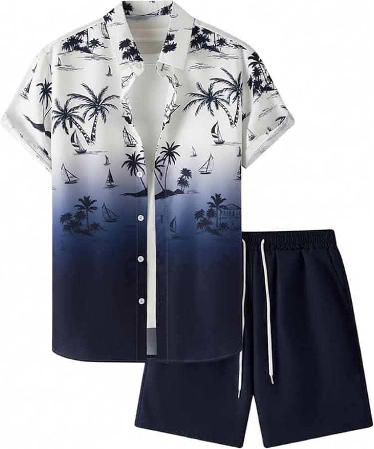 Palm Print Shirt Set