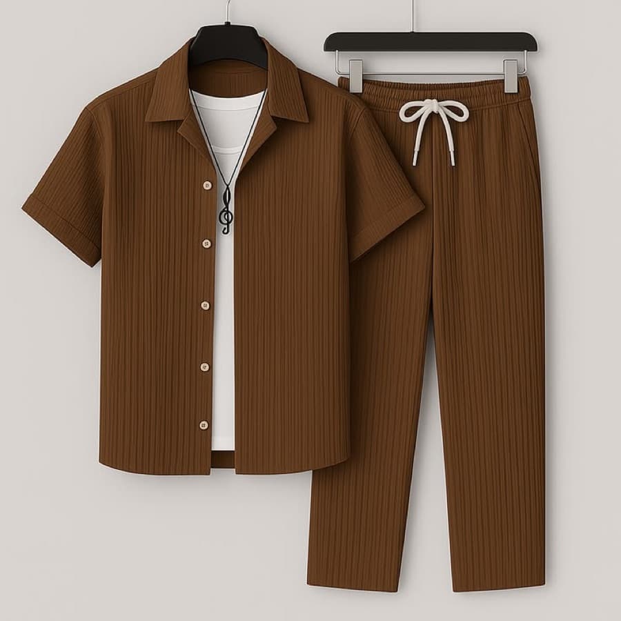 Ribbed Shirt & Trouser Set