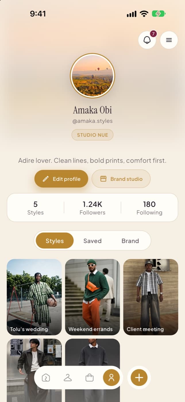 Peffet Profile screen